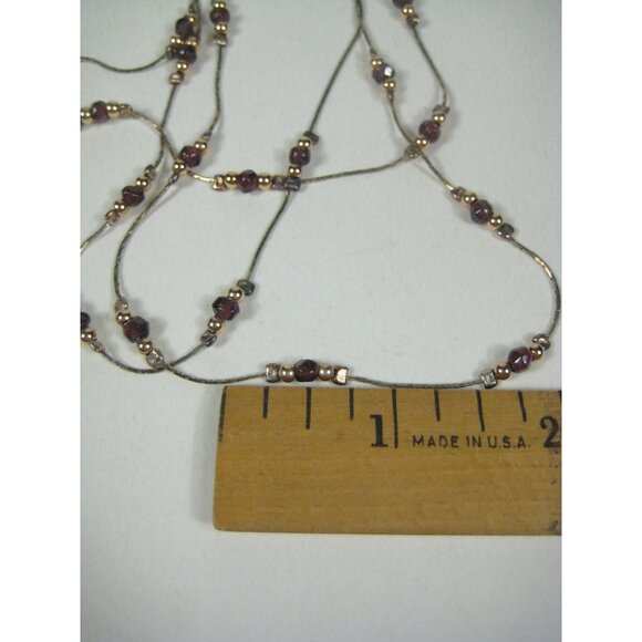 Sterling Silver Glass Beaded Triple Strand Necklace 16 Inch Choker 925 Israel - Picture 5 of 12